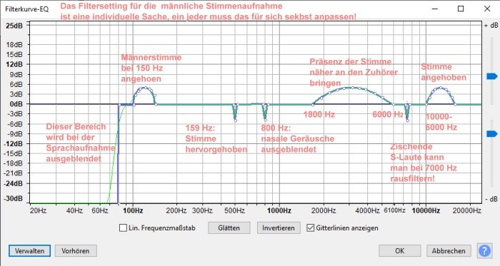 Audacity-Stimmen-Filtersetting