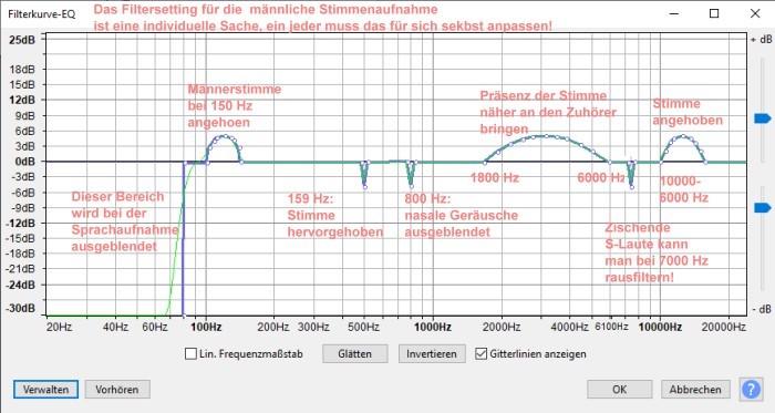 Audacity-Stimmen-Filtersetting