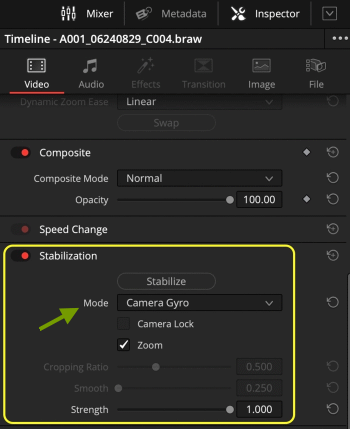 Camera Gyro Stabilisierung