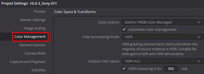 Color Managedment der Timeline