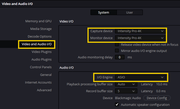 Intensity Pro 4K Setting in DVR