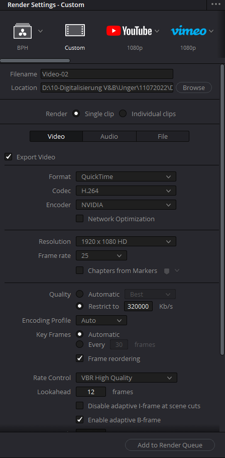 Deliver Setting SDR-Video