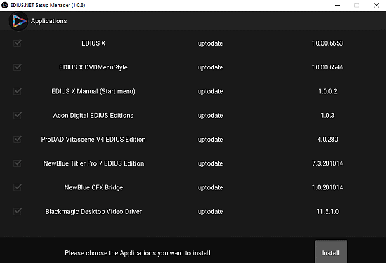 EDIUS.NET Setup Manager V 1.0.8
