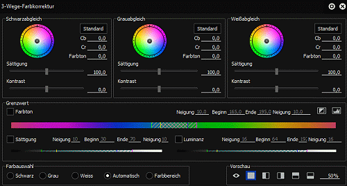 3-Wege farbkorrektur