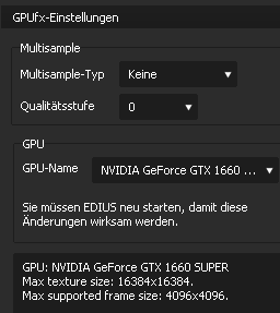 GPUfx Einstellungen