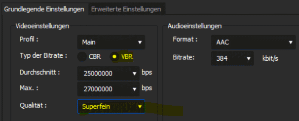 H264 Einstellung