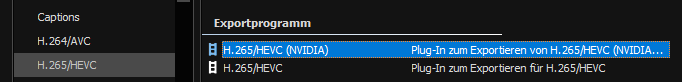 H.265HEVC  mit der NVIDIA-Grafikkarte