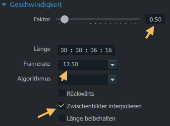 Geschwindigkeit ändern