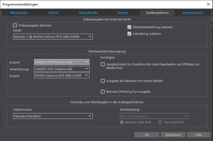 Hardwareeinstellungen