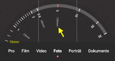 Standard-Brennweiteneinstellung