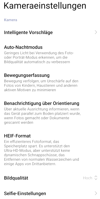 Kameraeinstellungen