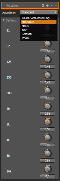 Equalizer im Effekt-Editor