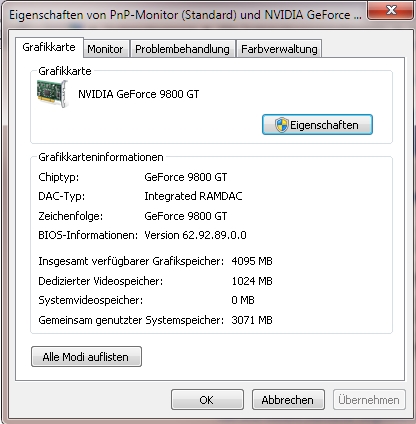 Grafikkarten-Eigenschaften