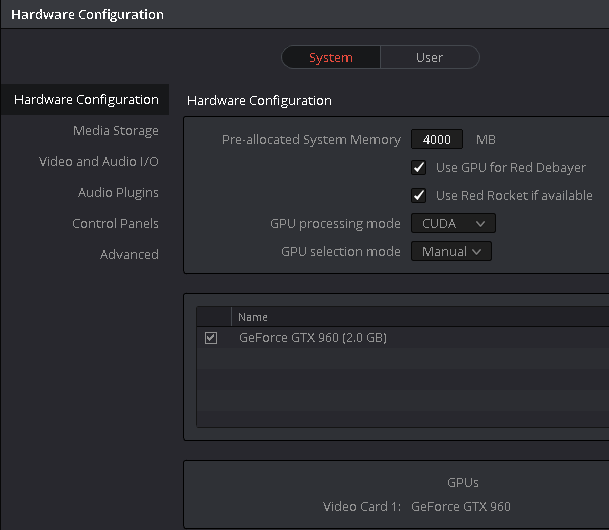 Hardware Preferences