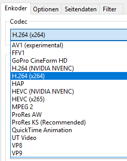 x264-Auswahl